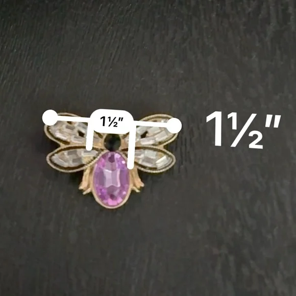 Gold and Purple Bee Brooch - Picture 4 of 4